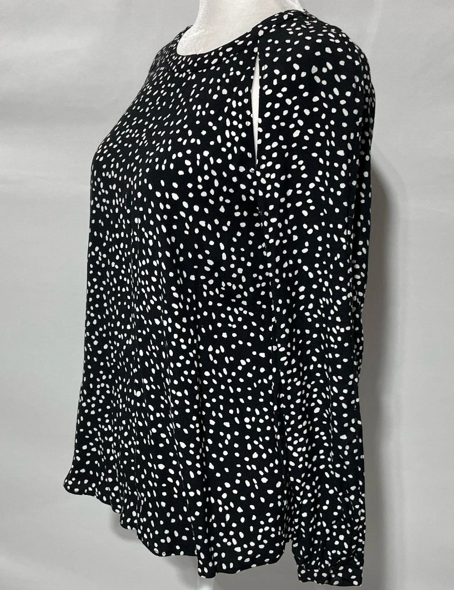 & Other Stories Dot Print Cut Out Long Sleeve Blouse Black White Size 4 - Image 7