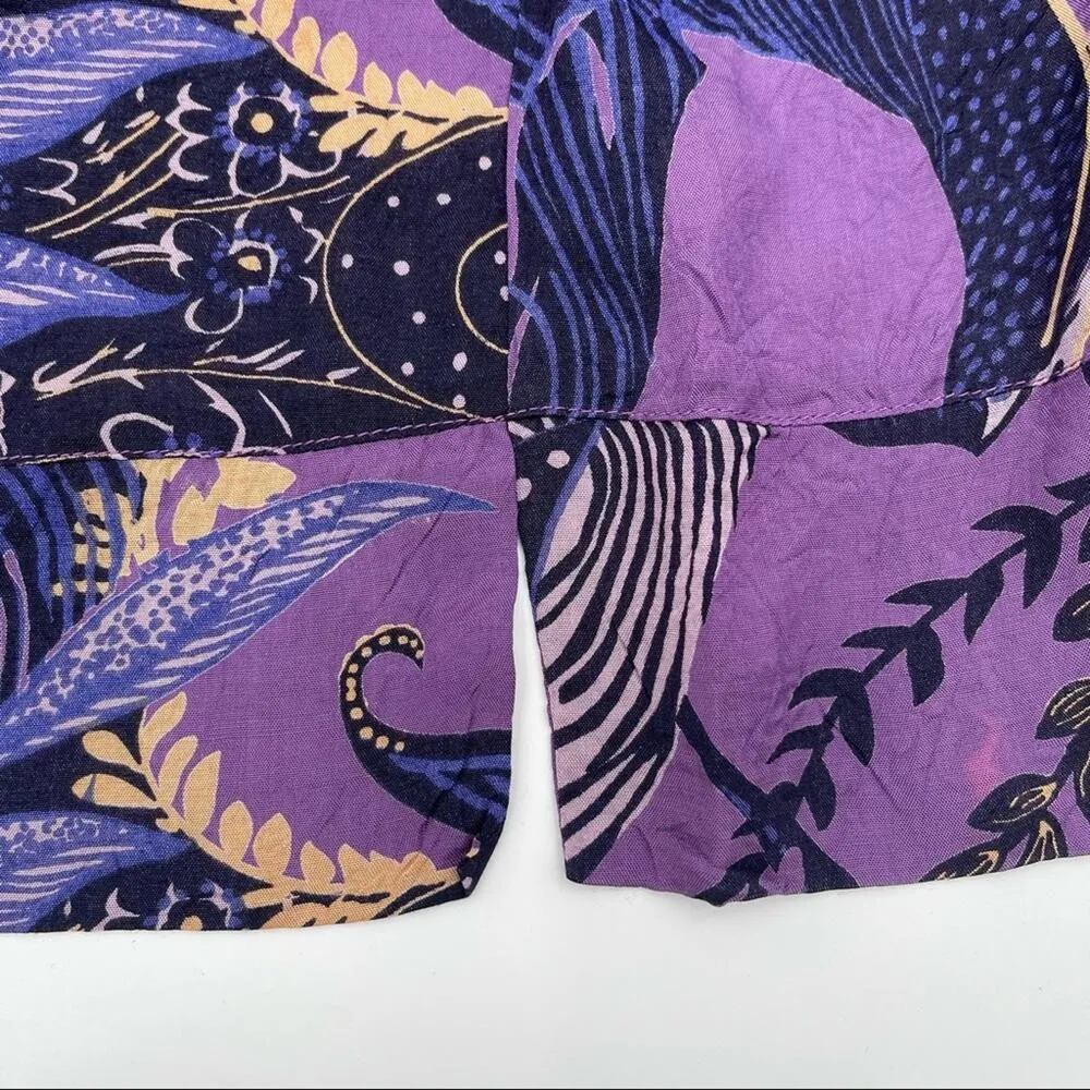 MASAI Purple Print Tunic Size Medium Made India Satin Wrinkled Style Medium - Image 9