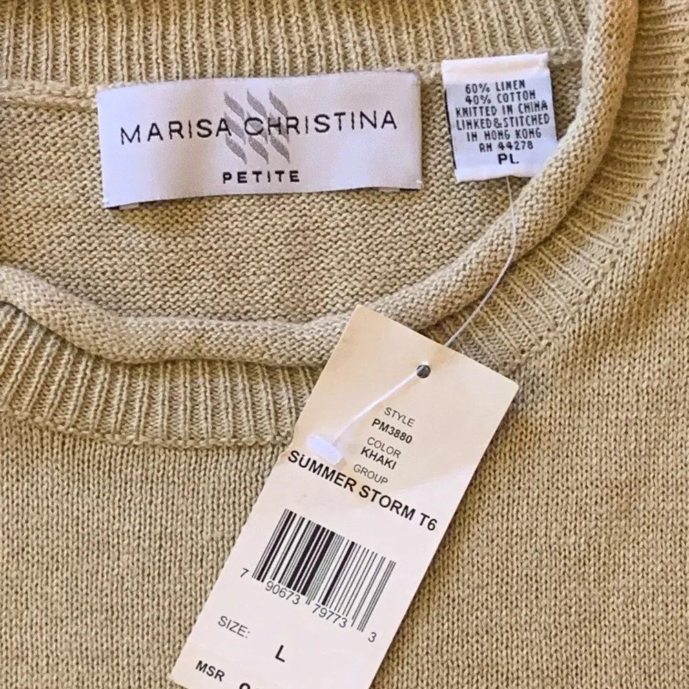 Marisa Christina NWT sweater vest Petite Large Khaki crew roll neck embroidered Size undefined - Image 3