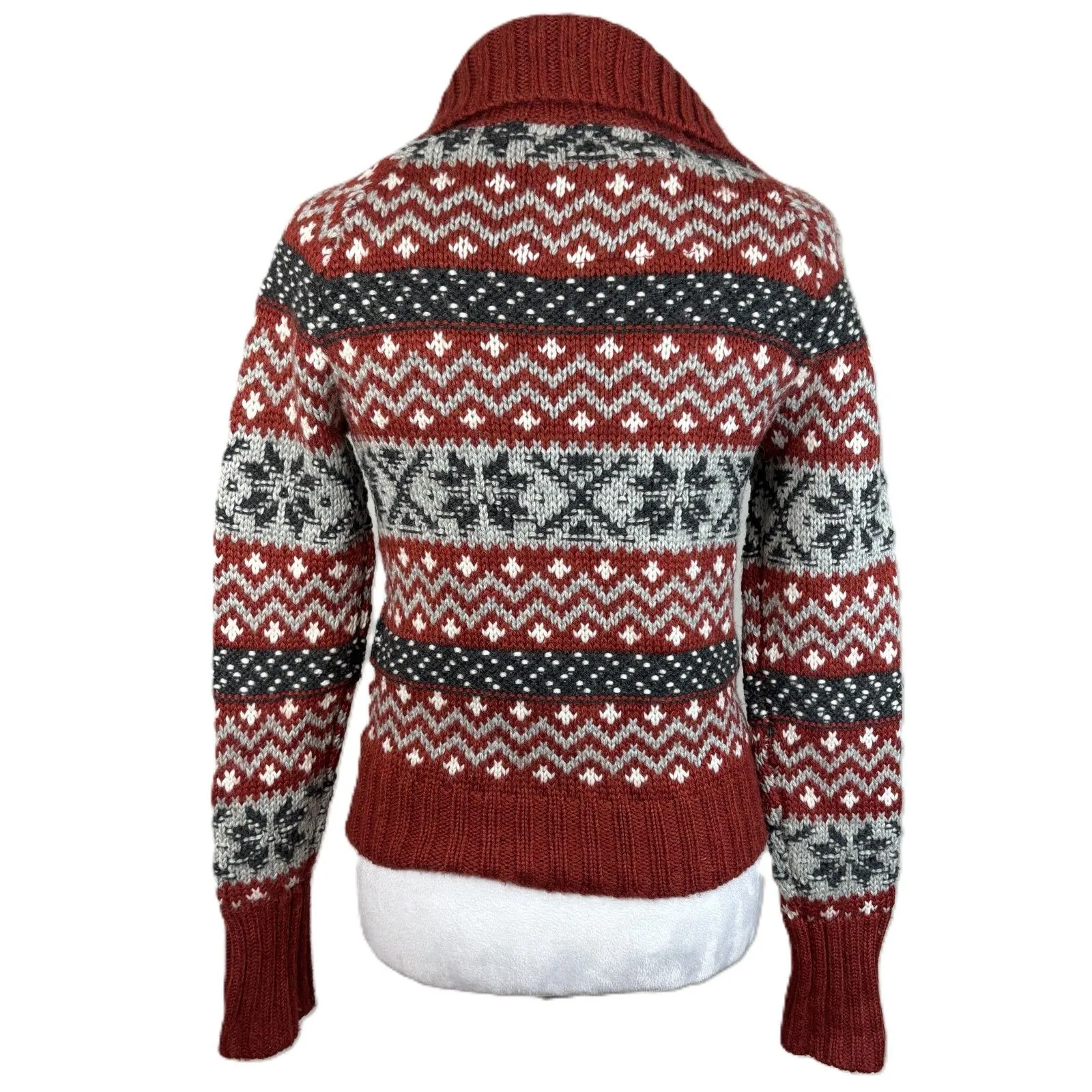 Vtg Womens Chunky Cable Knit Cardigan Button Sweater Nordic Fair Isle 2010 Sz S - Image 2