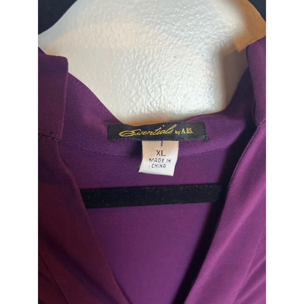 Essentials by ABS Studio XL Dress Purple Eggplant Cottage Vintage Midi - Image 4