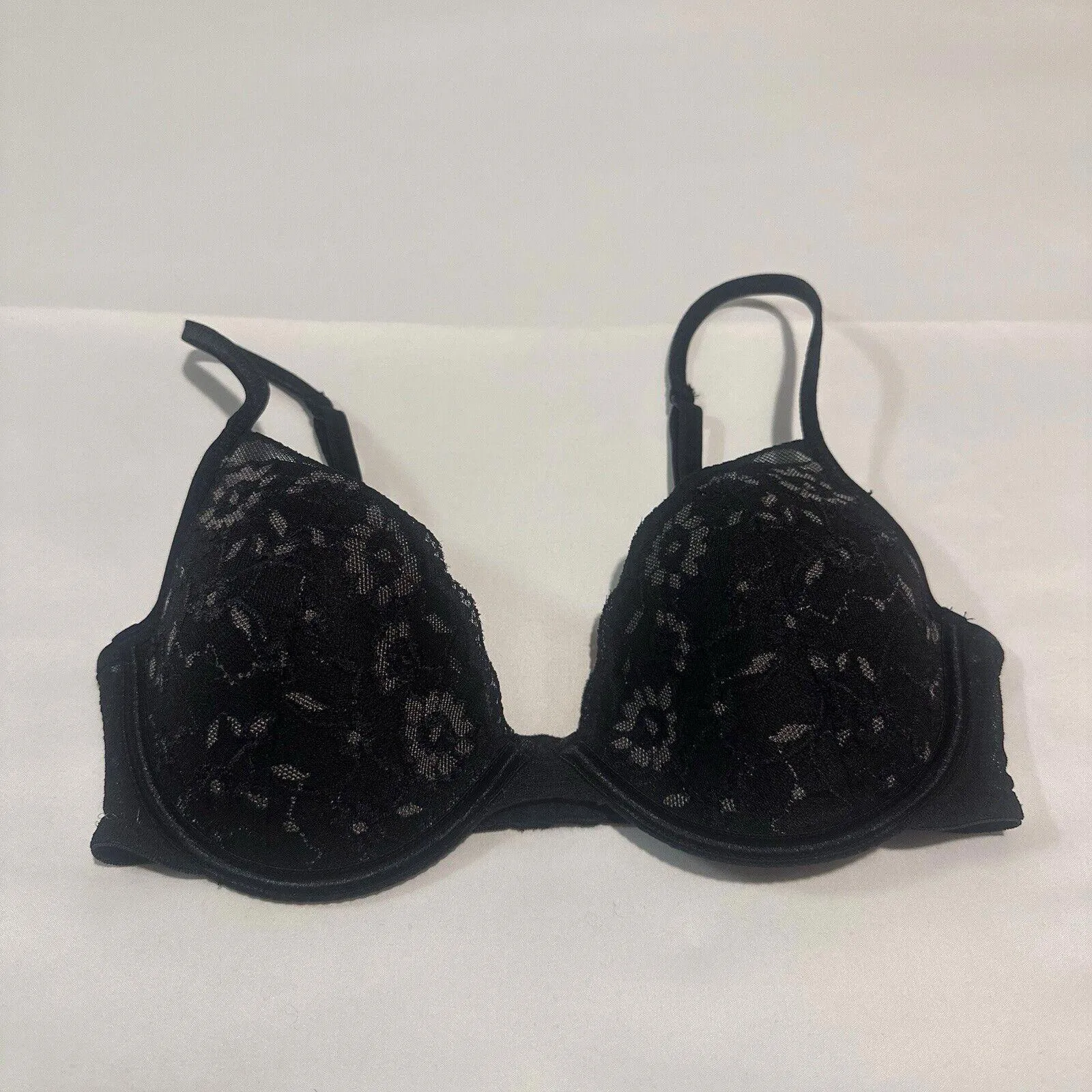 Lily Of France Black Lace Floral Bra 34C Women’s Underwire Lined - Image 7