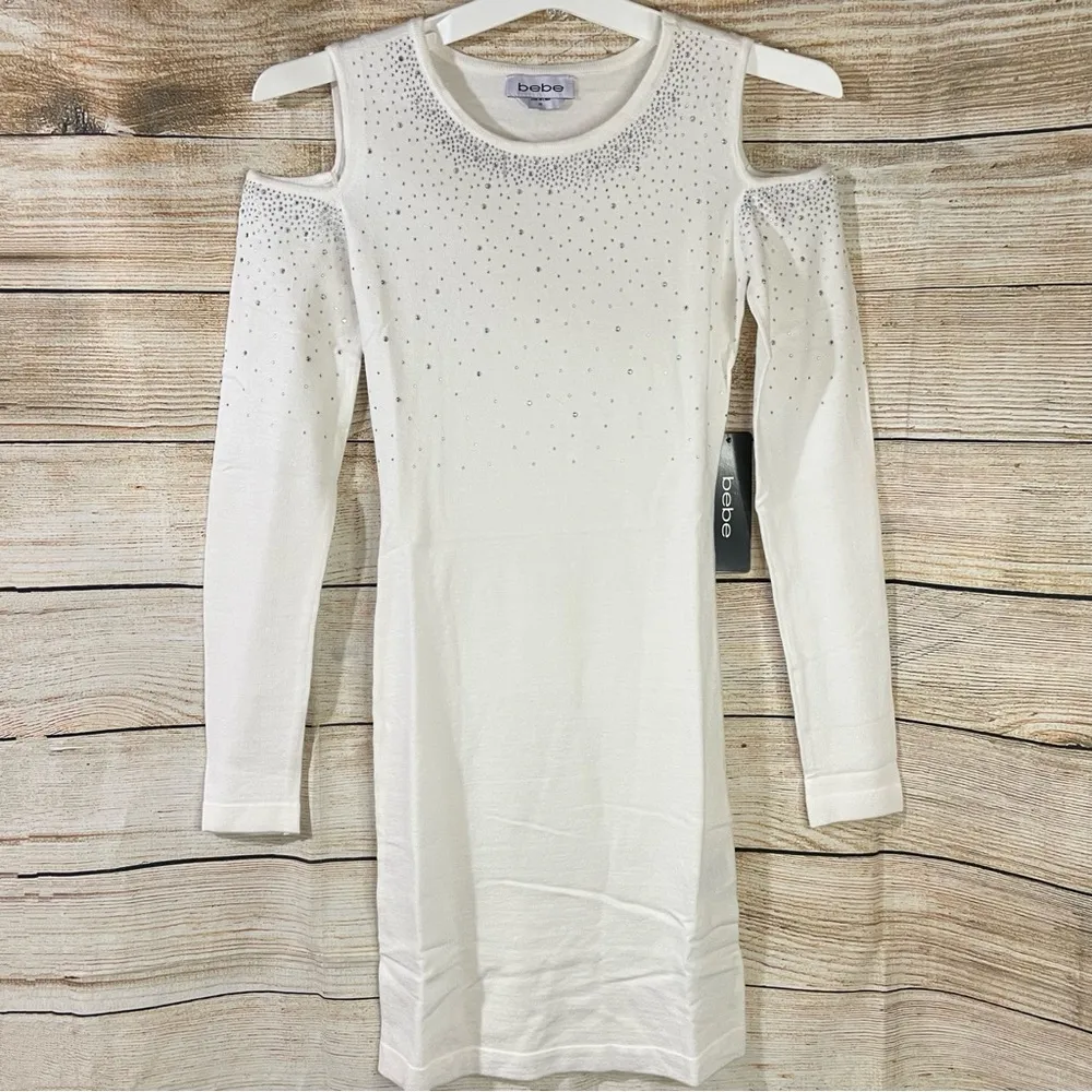 studded shoulder cut-out ivory sweater dress women Size XS - Image 5