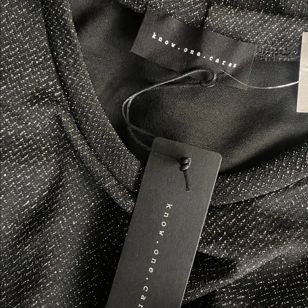 KNOW ONE CARES Metallic Bodycon Dress Womens Sz Medium Black Silver Long Sleeve - Image 6