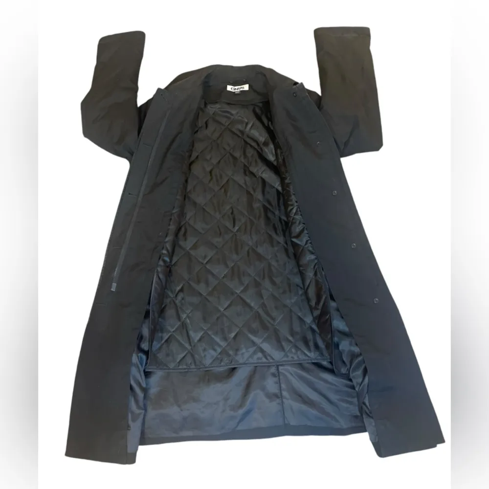 Cintas Vintage Insulated Trench Coat Women Size 12 Black Full Zip Button Down - Image 9