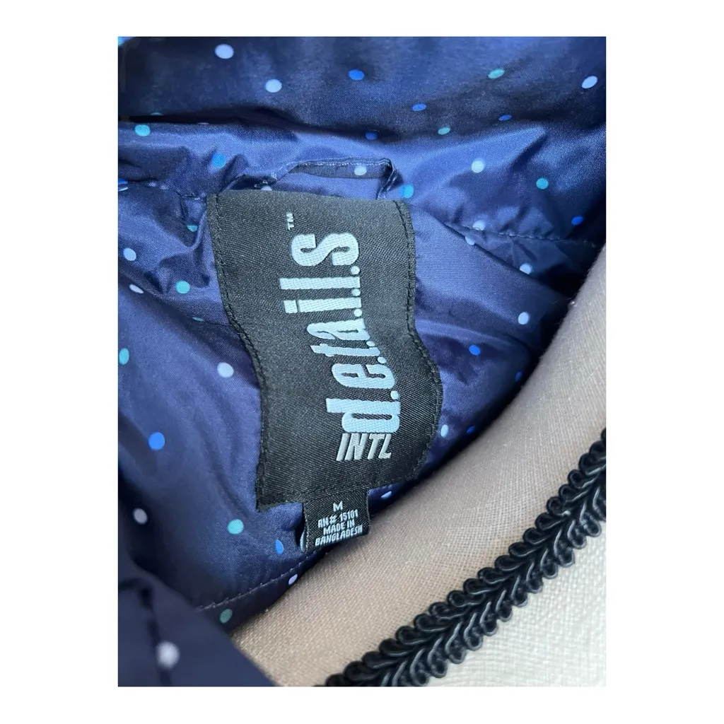 INTL Details Navy Irregular Polka Dot Packable Parka Jacket Size M Blue Size M - Image 2