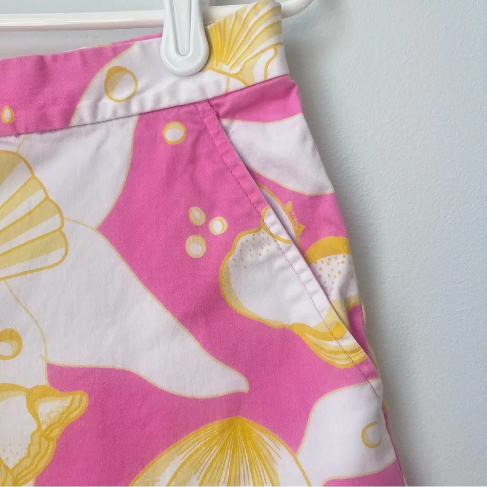 Coastal High Waisted Shell Print Pink Shorts Size 10 - Image 3