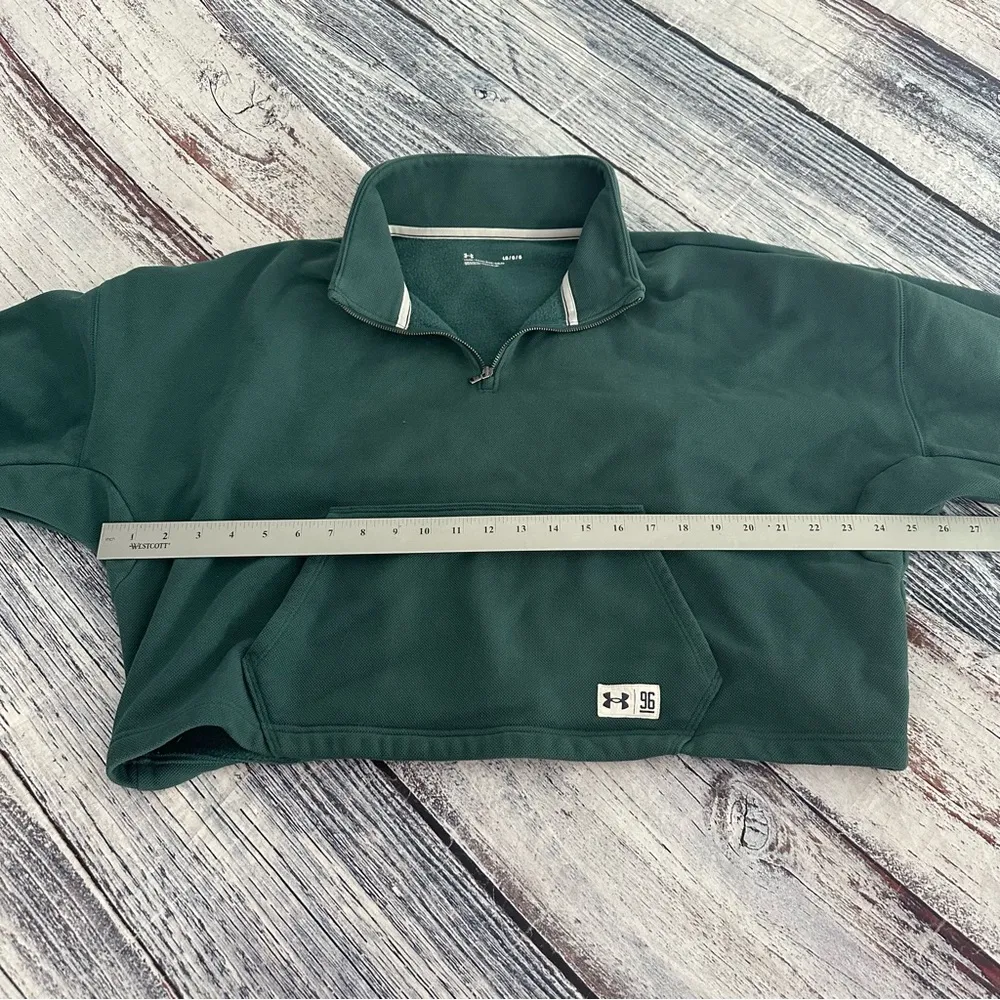 Under Armour Cropped Green Pullover 1/4 Zip Sweatshirt Pullover - Image 8