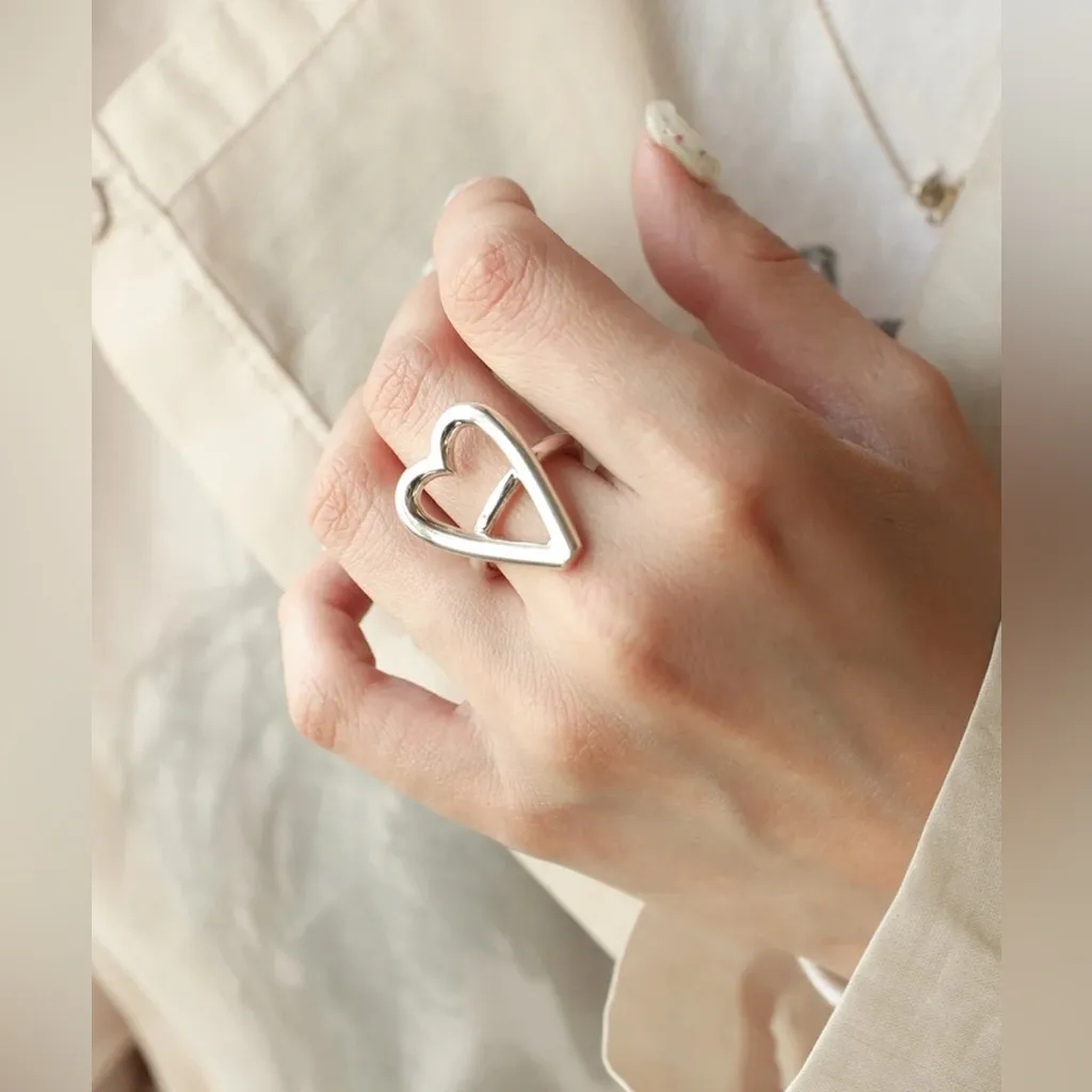 E.M. Heart Motif Ring 925 Silver 1802 - Image 6