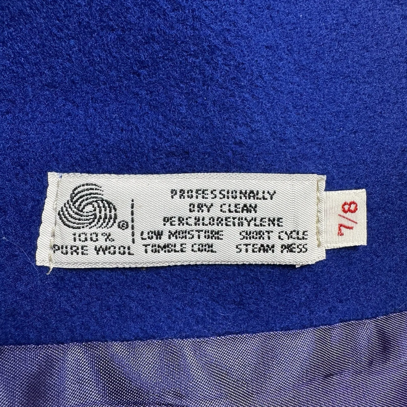 Vintage Blue 100% Wool Oversized Long Overcoat Size 7/8 - Image 4