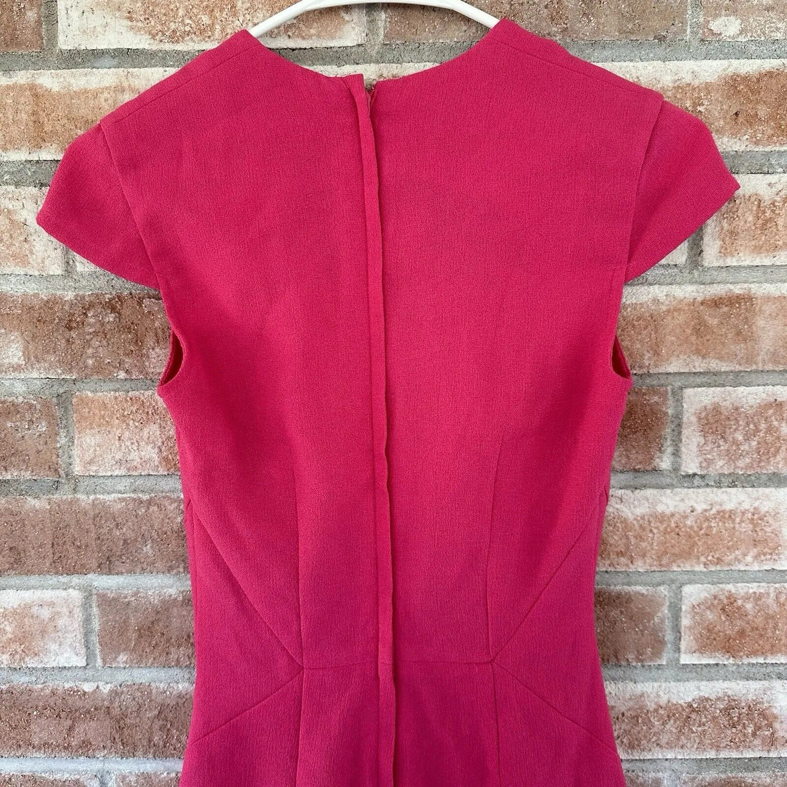 H&M Hot Pink Barbie Sheath Dress Pleated Cap Sleeves Size 2 - Image 6