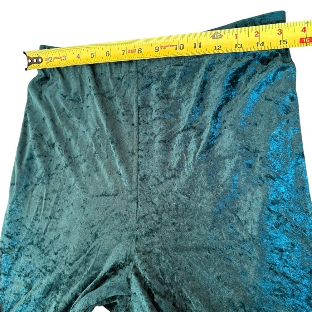 Teddi Vintage 90s Teal Green Velvet Tunic Top High Waisted Pant Set Womens Large - Image 10