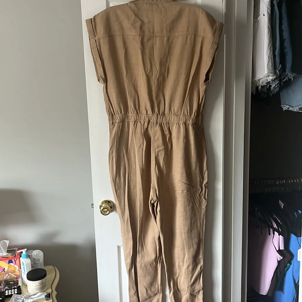 NWT Abercrombie & Fitch Tank Khaki Short Sleeve Jumpsuit Sz L - Image 7
