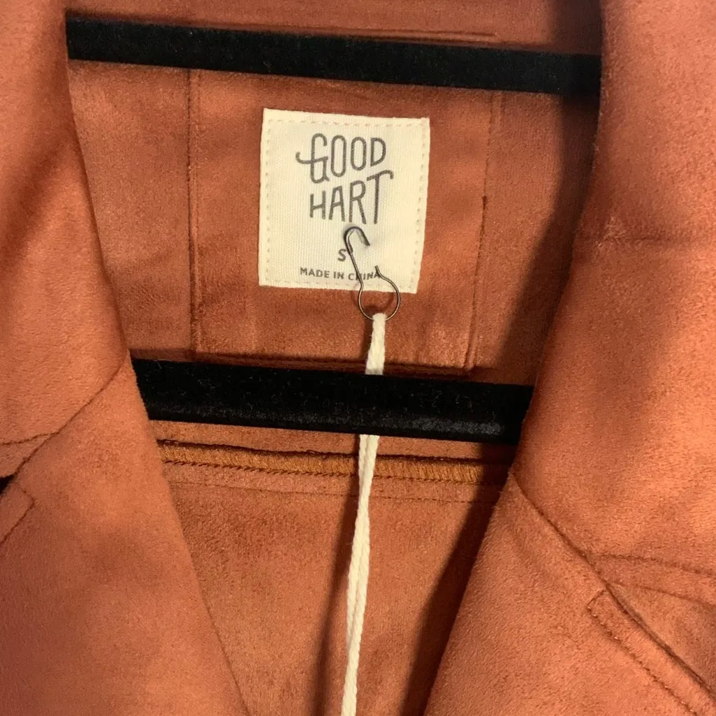 Good Hart‎ Faux Suede Jacket NWT size small Brown - Image 2