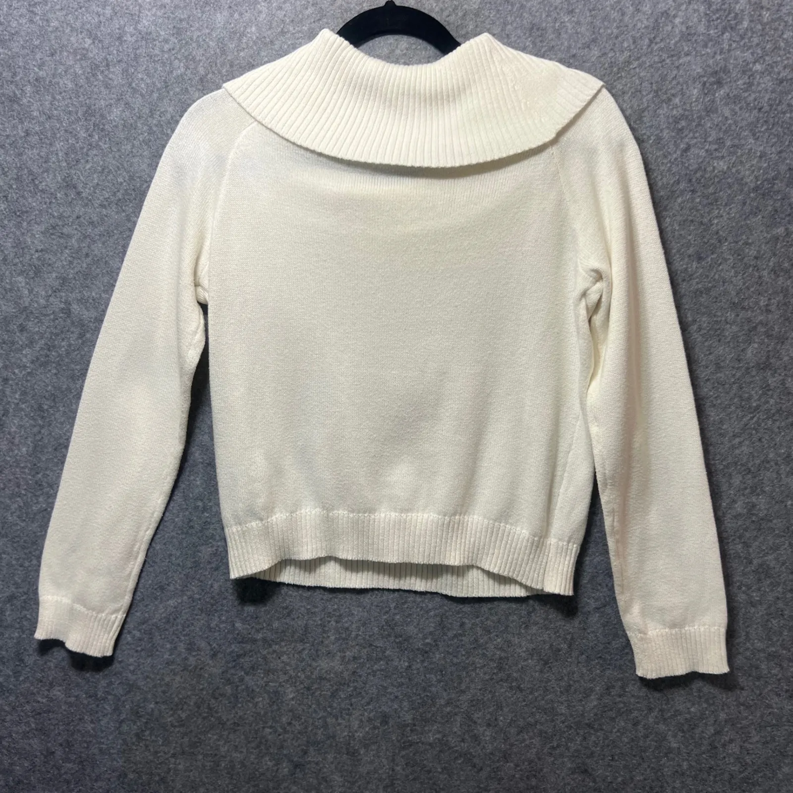 Aeropostale Womens XL Cream Cowl Neck Long Sleeve Knit Pullover Sweater White - Image 6