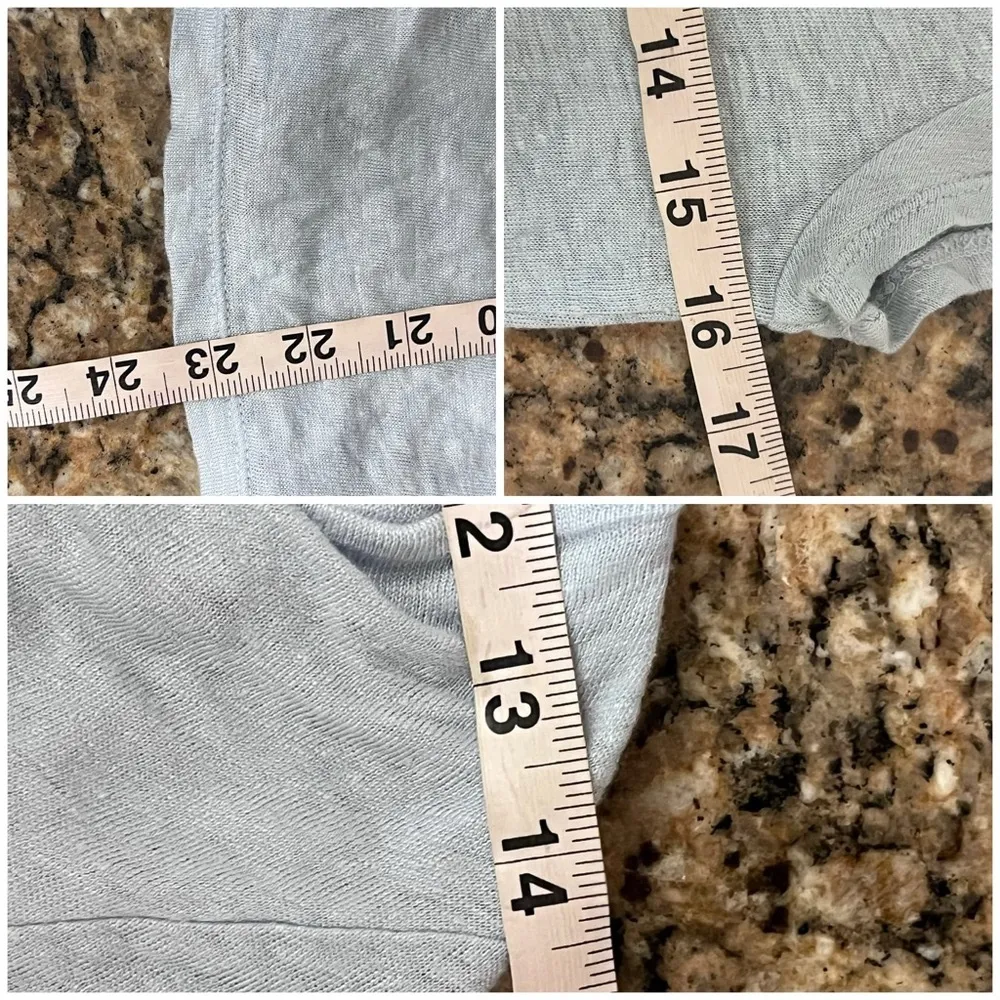 H by Halston 100% Linen Blue Blouse Womens S Sheer Beach Coastal Boho Preppy - Image 6