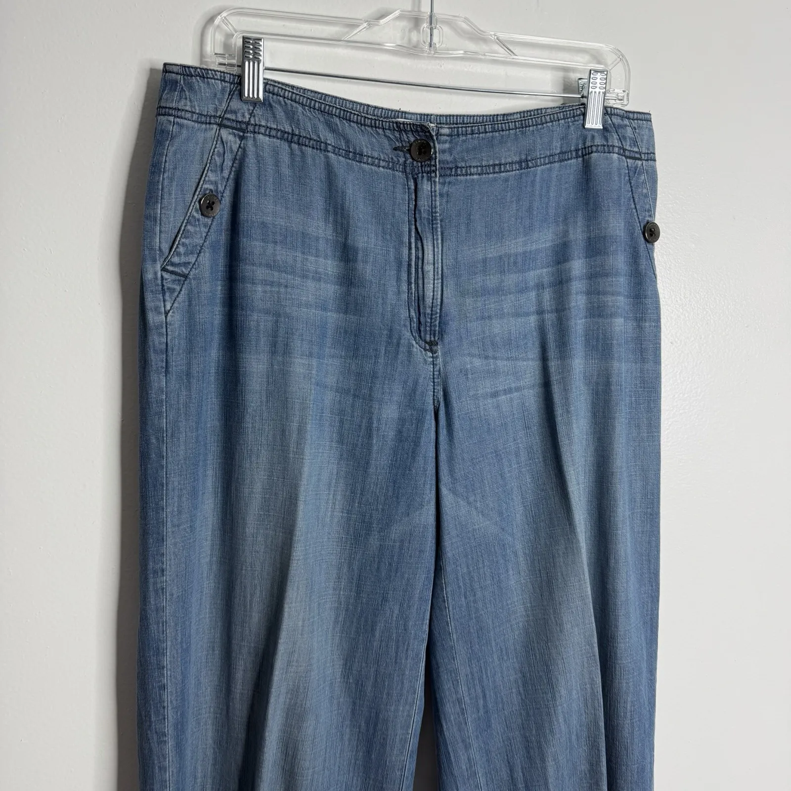 Chico's Blue Chambray Wide Leg Pant Size 10 Chico's Size 1.5 Casual Minimalist - Image 6