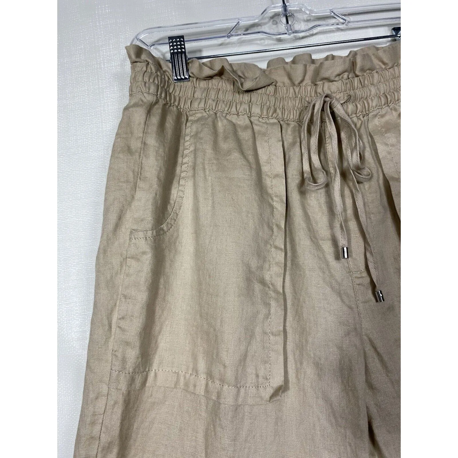 Lauren Ralph Lauren Tan Paperbag Pants 100% Linen Sz 6 Pull On Preppy Office‎ - Image 5