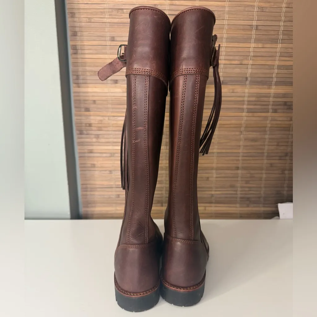 Penelope Chilvers Long Tassel Leather Boots in Conker Brown Size 6.5 - Image 9