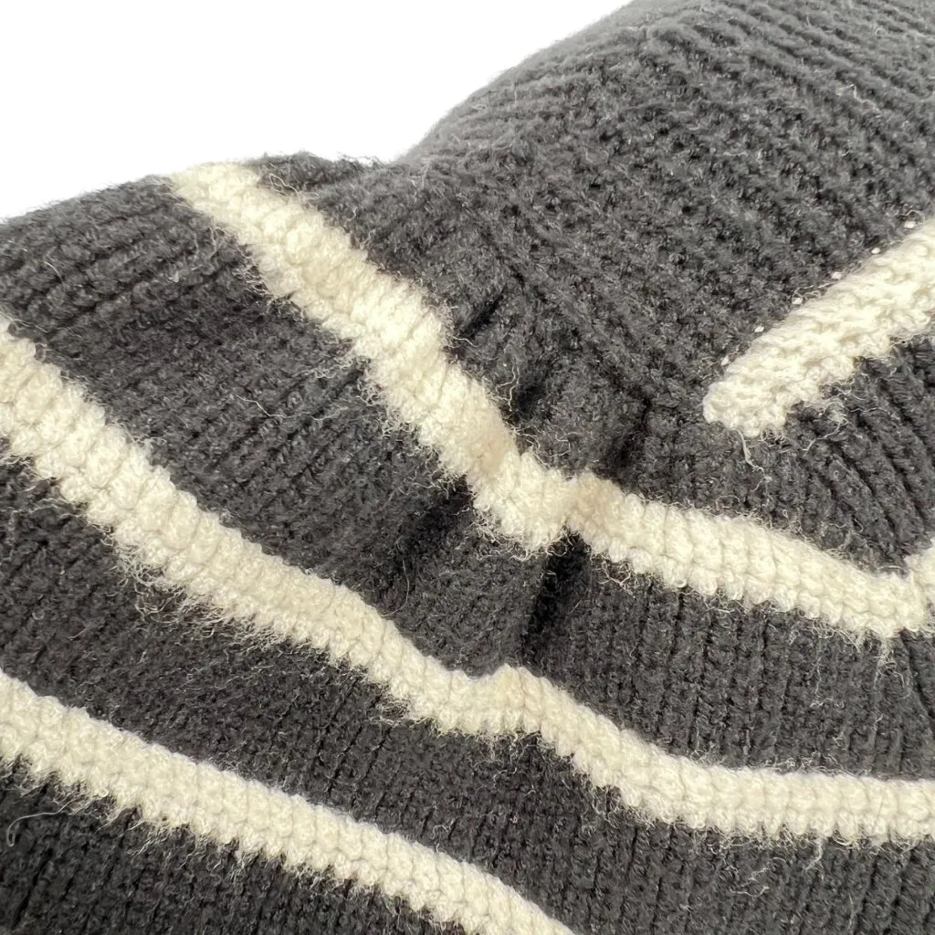 Bagatelle Striped Super Soft V-Neck Cardigan Sweater Black Ivory Size Large - Image 5