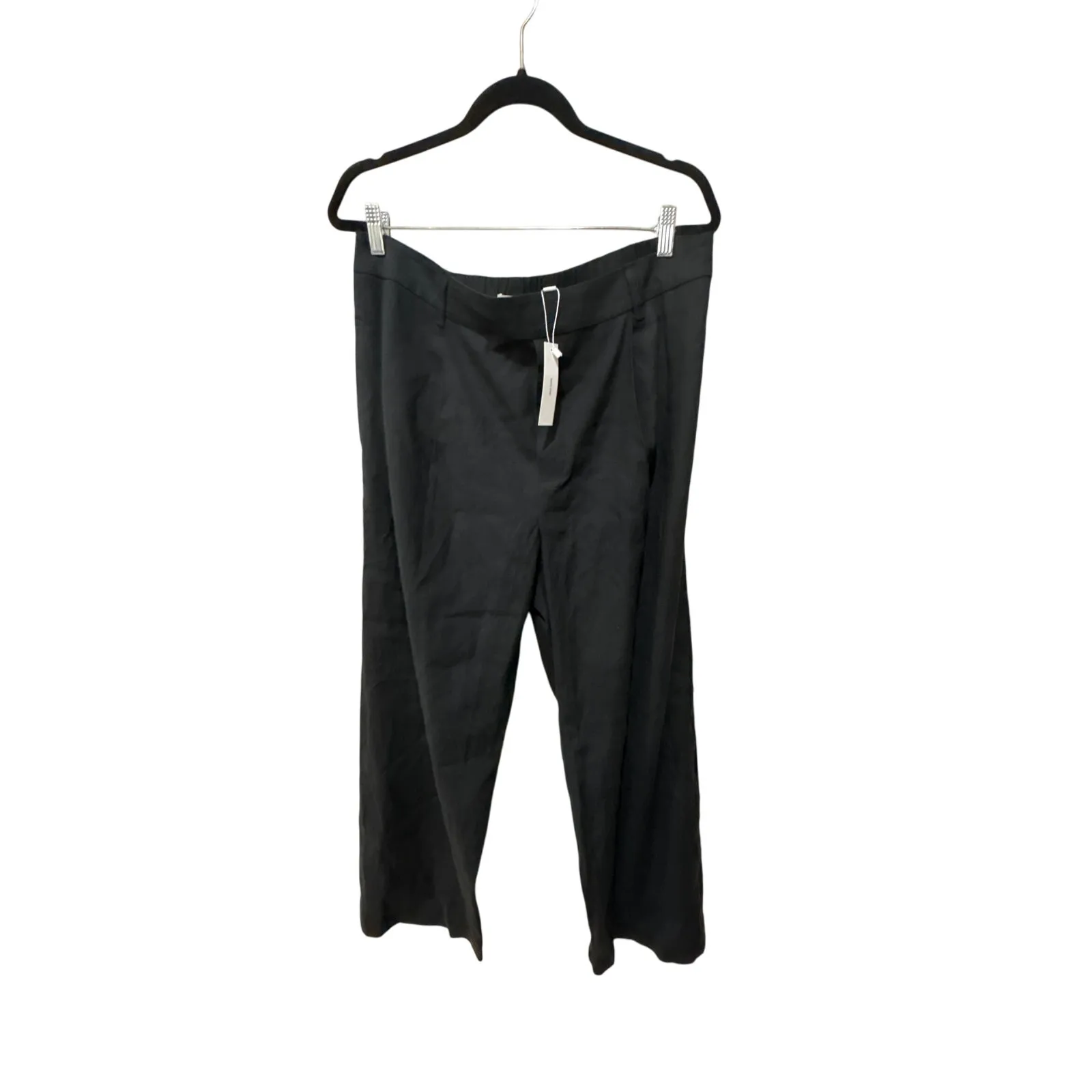 Vince High-Waisted Linen-Blend Wide-Leg Black Pants‎ Size XL - Image 7