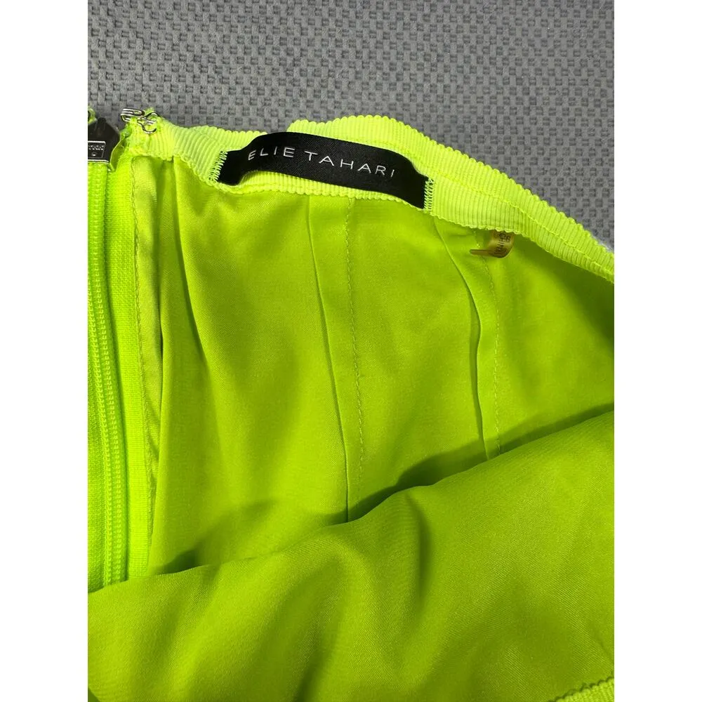 Elie Tahari Green Eyelet Embroidered Cotton Skirt Size 6 - Image 8