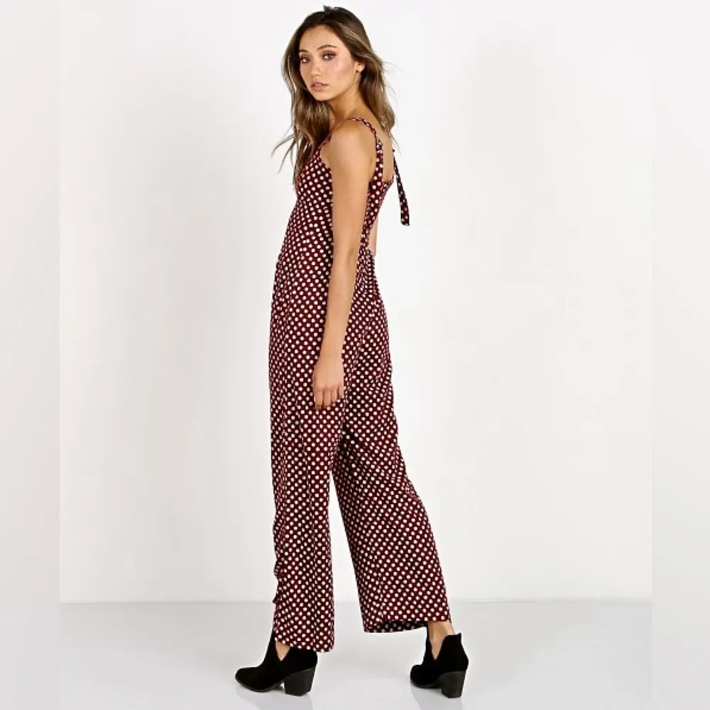 Cleobella Finley Jumpsuit Ditzy Floral Burgundy Size Medium Girly Summer Boho - Image 5