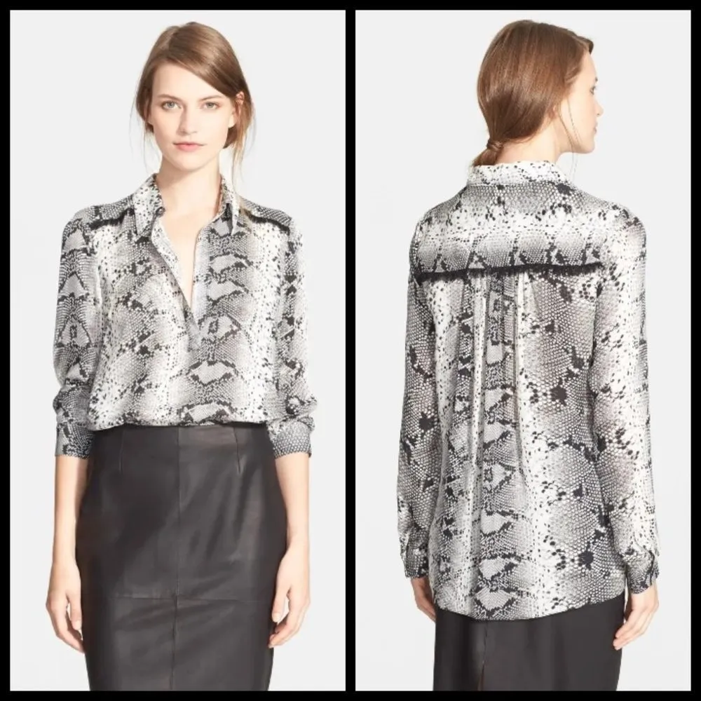 💕ELIZABETH & JAMES💕 Python Print 100% Silk Top - Image 3