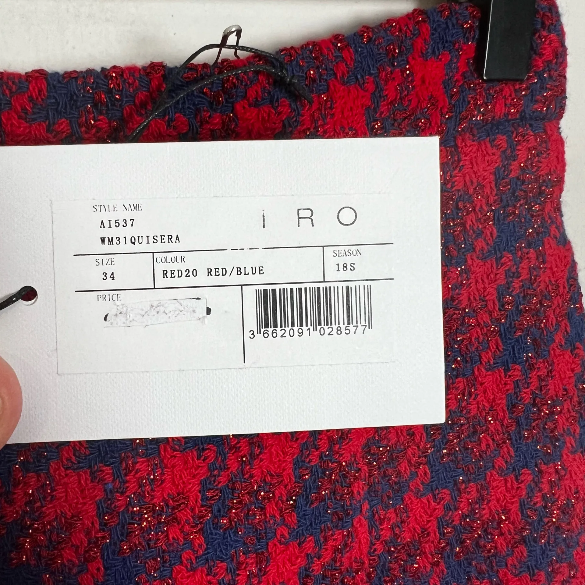 NWT IRO- Quisera Frayed Hem Metallic Houndstooth Mini Tweed Skirt - Image 4