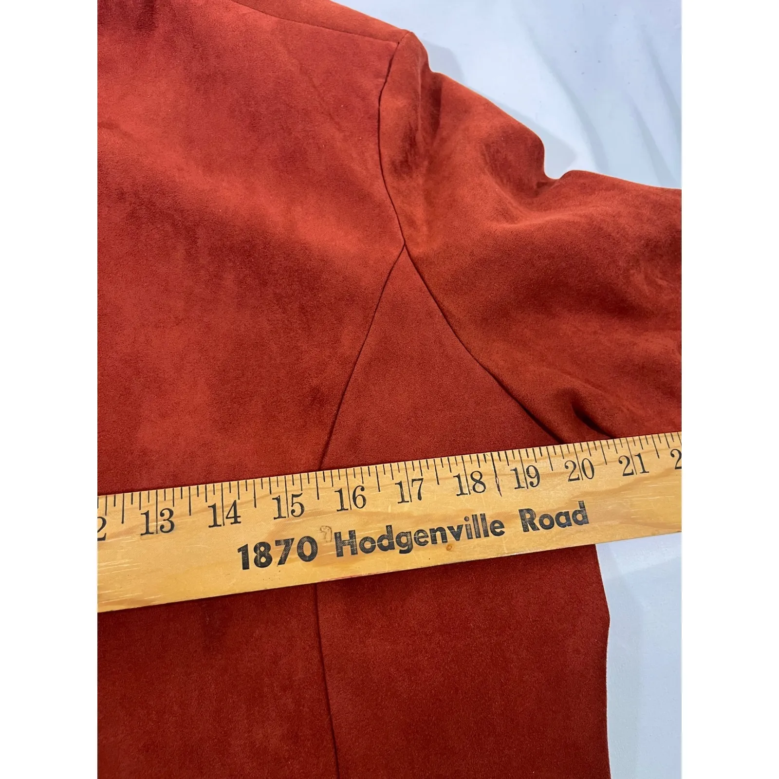 Perceptions Petite Suede Women 3 Piece Suit Collarless Jacket Plaid Rust Hue 14P Orange - Image 5