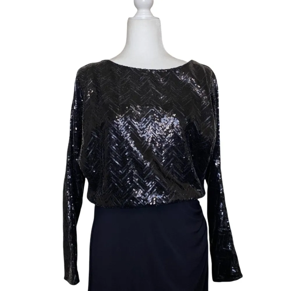 Lauren Ralph Lauren Perina Sequined Evening Dress In Black Size 2 NWT - Image 5