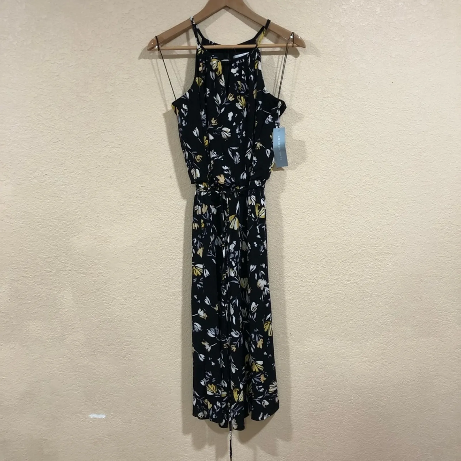 NWT London Times black floral jersey cropped jumpsuit - Image 3