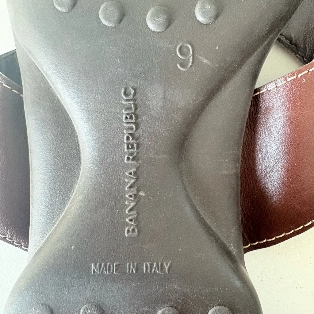 Banana Republic Women’s Brown Leather Thong Sandals Size 9 Made In Italy - Image 8