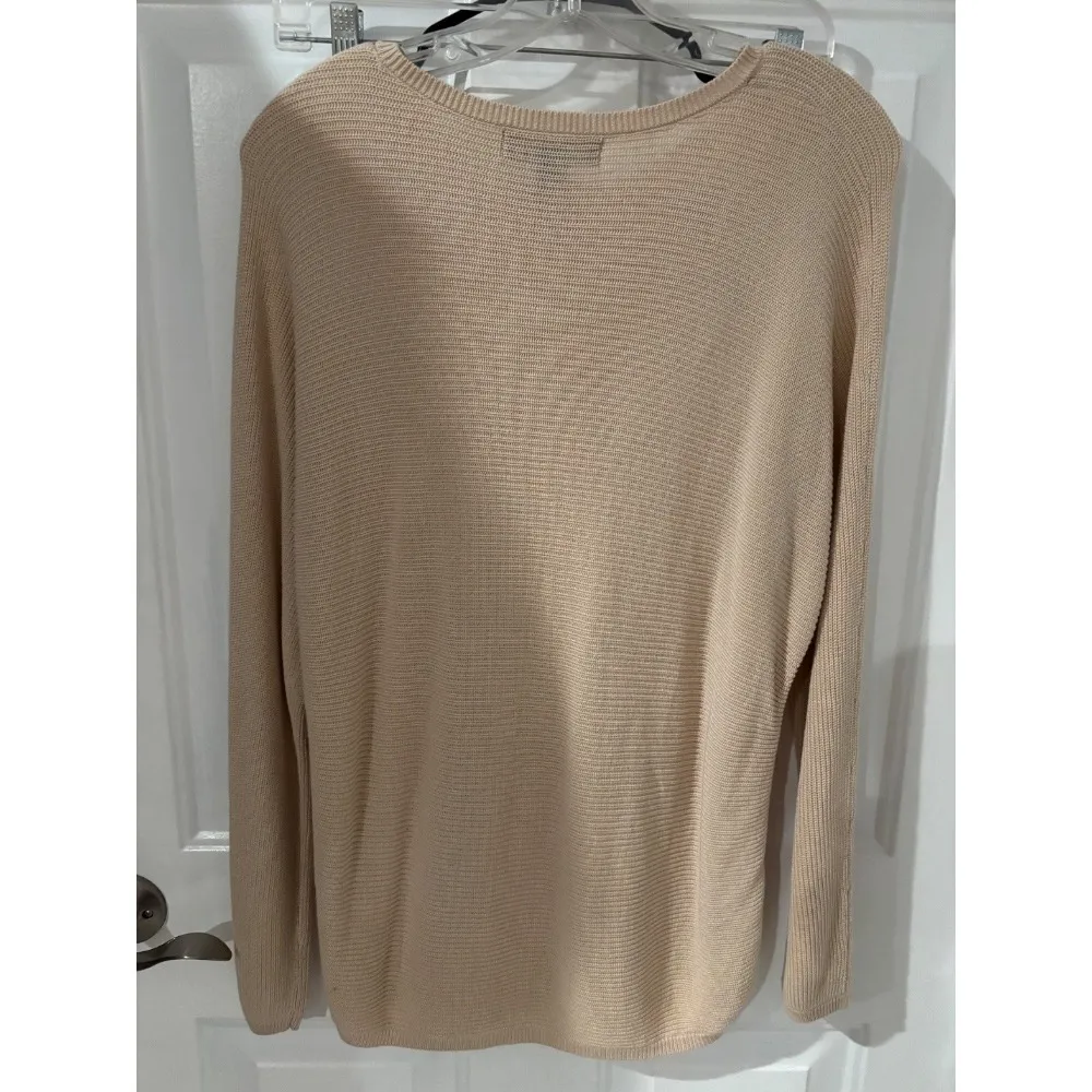 Forever 21 Ribbed Knit Top Long‎ Sleeve Crew Neck Basic Casual Beige M - Image 3