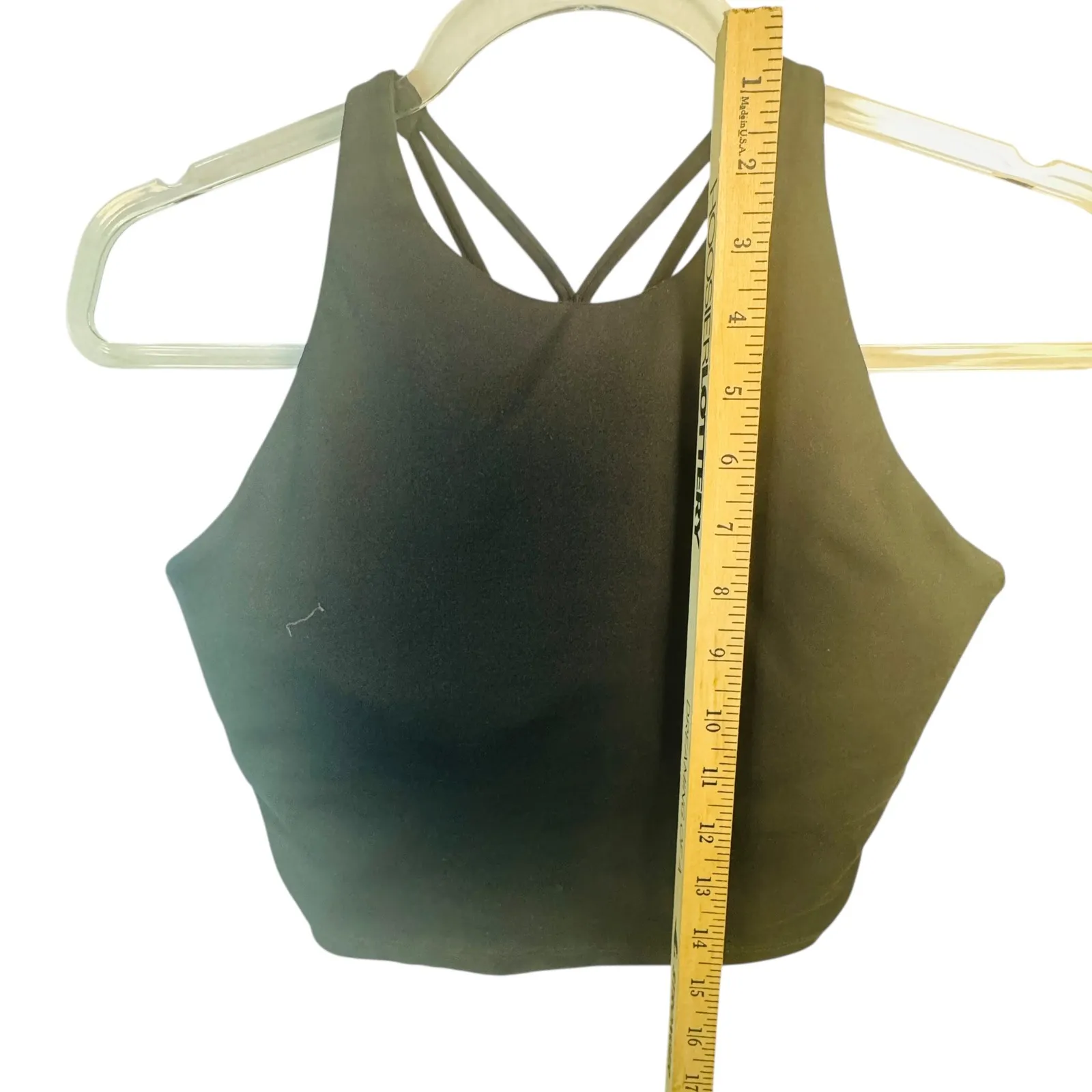 Oysho Black High Neck Strappy Sports Bra Medium Yoga Pilates Minimalist Top - Image 5