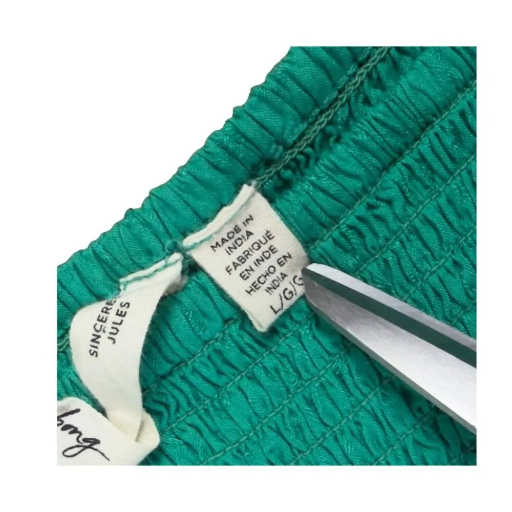 Billabong Sincerely Jules Playing for Keeps Dress Peplum Smocked Large Green - Image 7