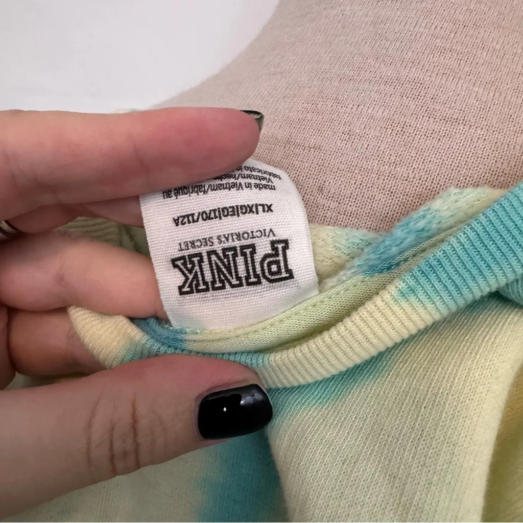 Victoria's Secret PINK Varsity Crew Tie Dye Oversized Pullover Sweatshirt XL - Image 5