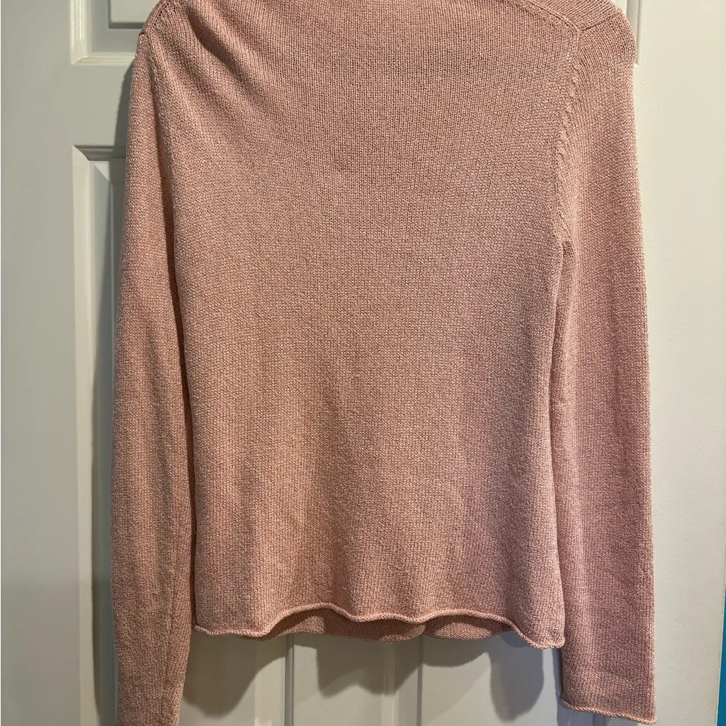 Eileen Fisher silk blend knit cardigan sweater powder pink sz M - Image 2