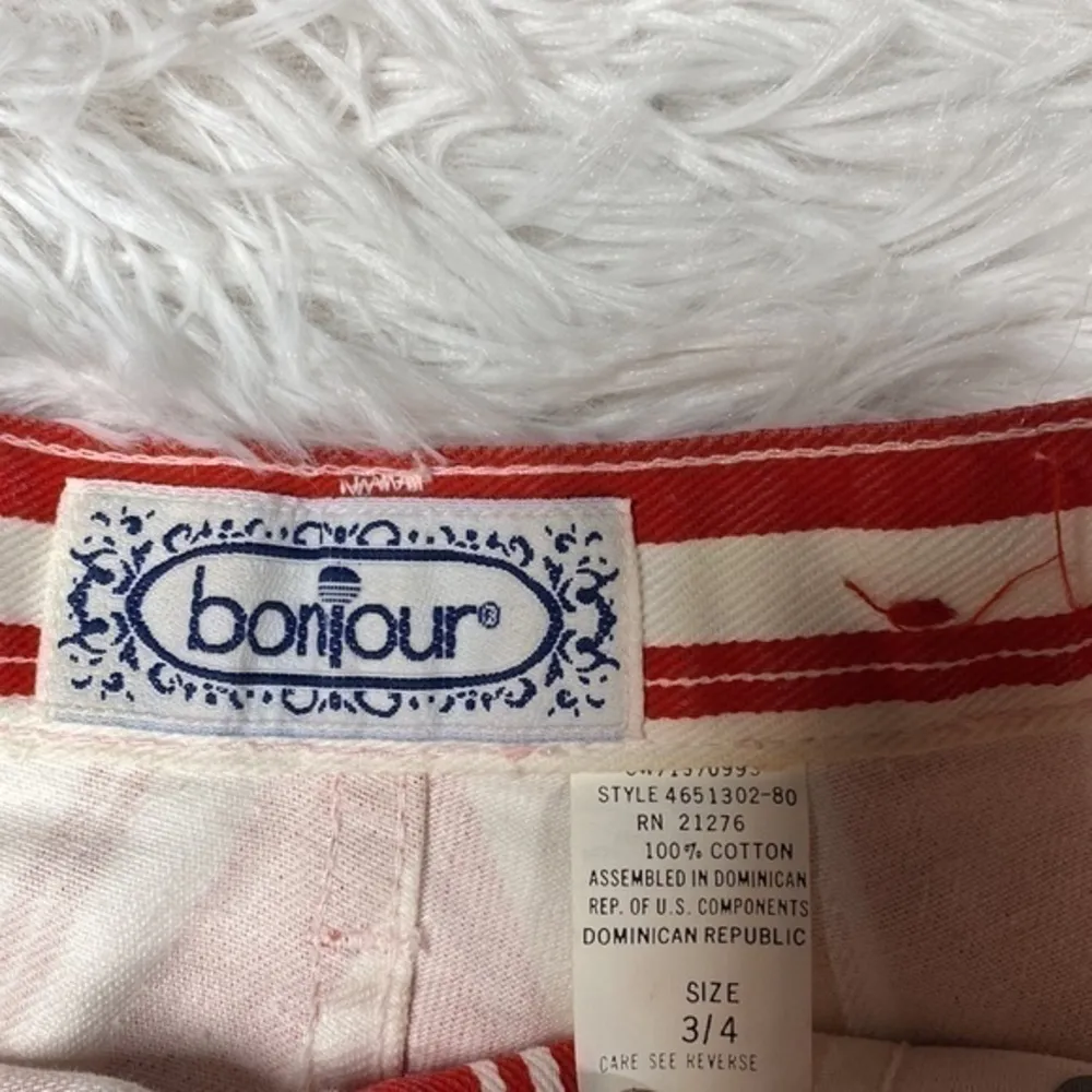 Vintage Bonjour striped high waisted shorts 3/4 Deadstock - Image 2