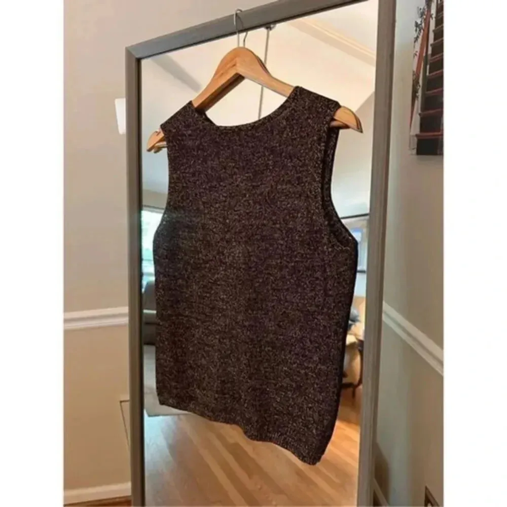 Josephine Chaus‎ Metallic Sleeveless Sweater Size Medium Gold/Brown - Image 4