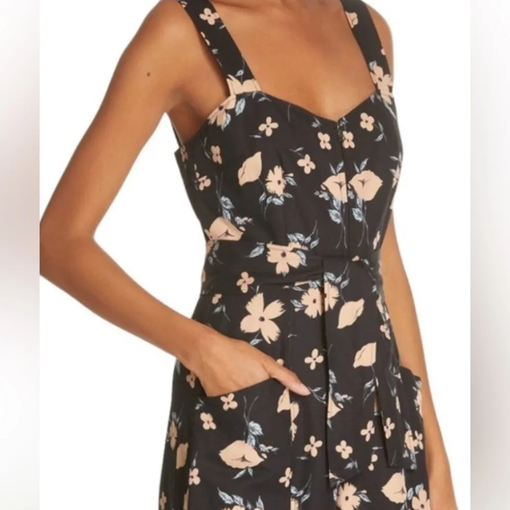 Rebecca Taylor Daniella Floral Linen blend Cropped Waist Tie Jumpsuit spring - Image 5