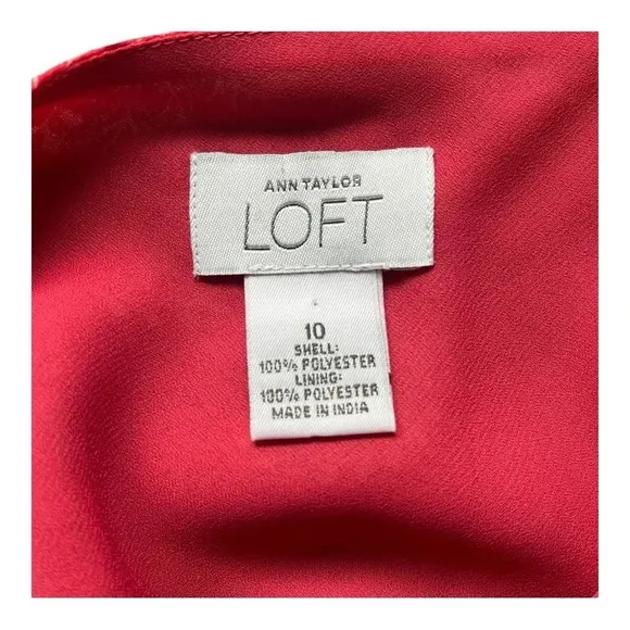 Loft Sleeveless‎ Midi V-Neck Dress Ruched Waist Flounce Hem Women Size 10 - Image 6