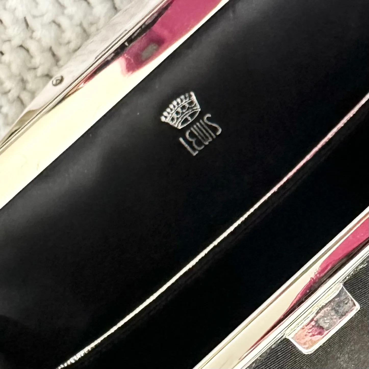 Crown Lewis Black Satin Evening Top Handle Clutch Mini Box Satchel Crystal Clasp - Image 9