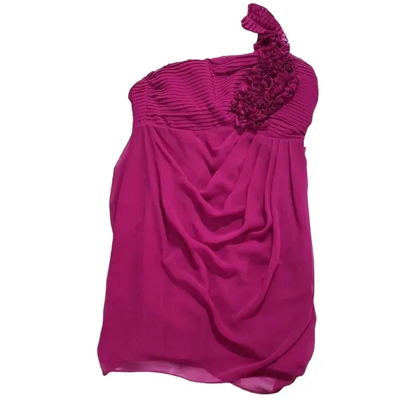 Arden B tulip shape chiffon mini dress with floral appliqué and ruffle size M - Image 15