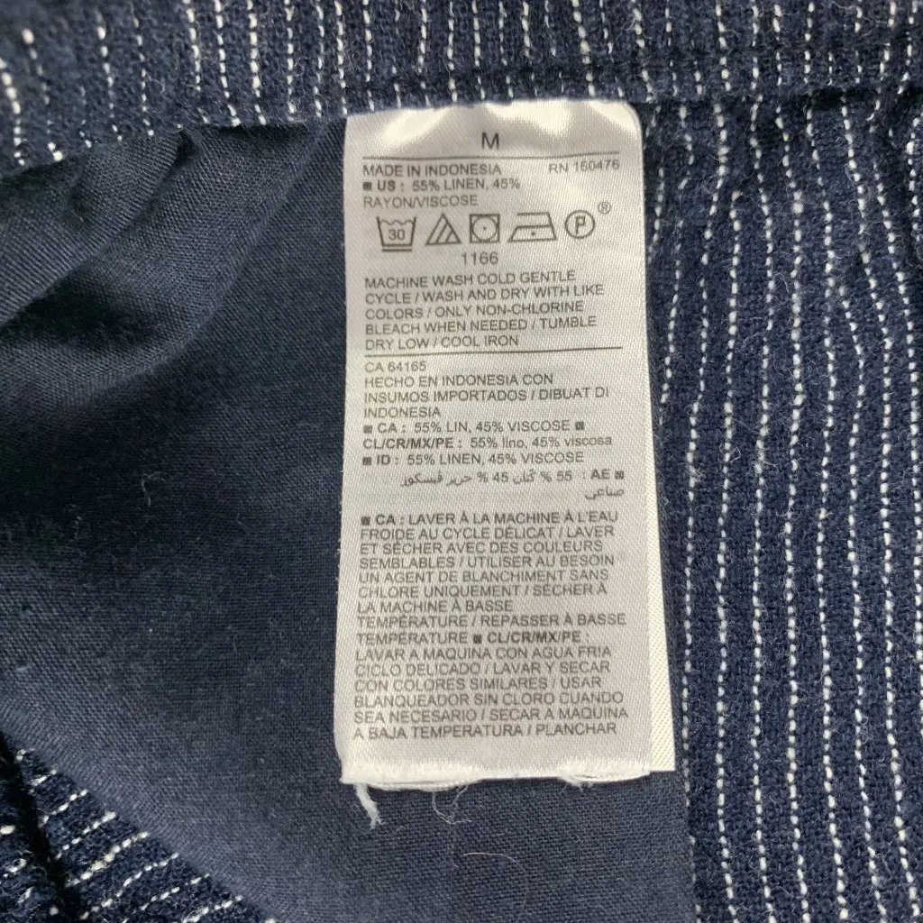 Old Navy Dark Striped Linen Blend Pull On Shorts M - Image 4