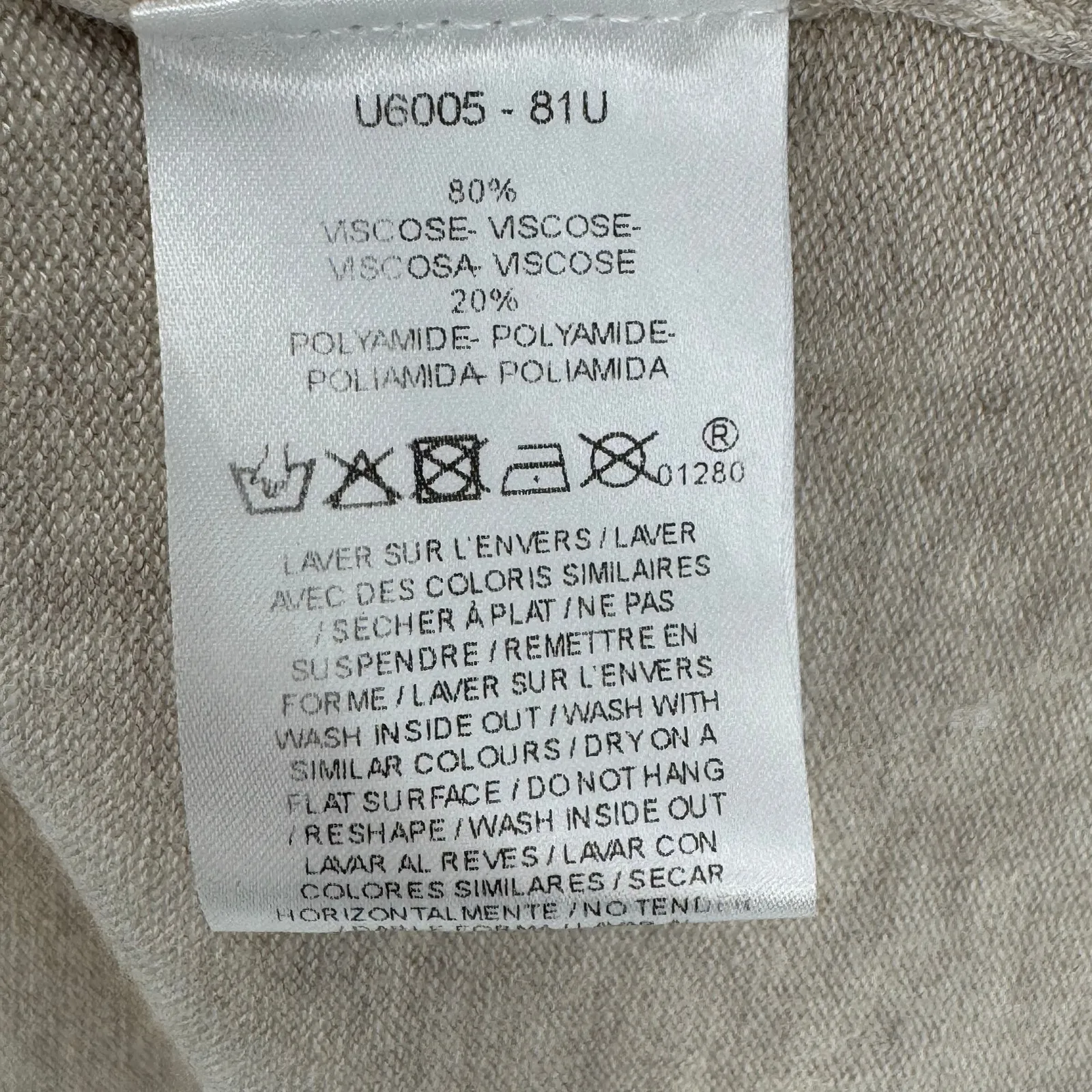 Caroll Paris cardigan sweater 36 open front long line rib knit lagenlook tan - Image 6