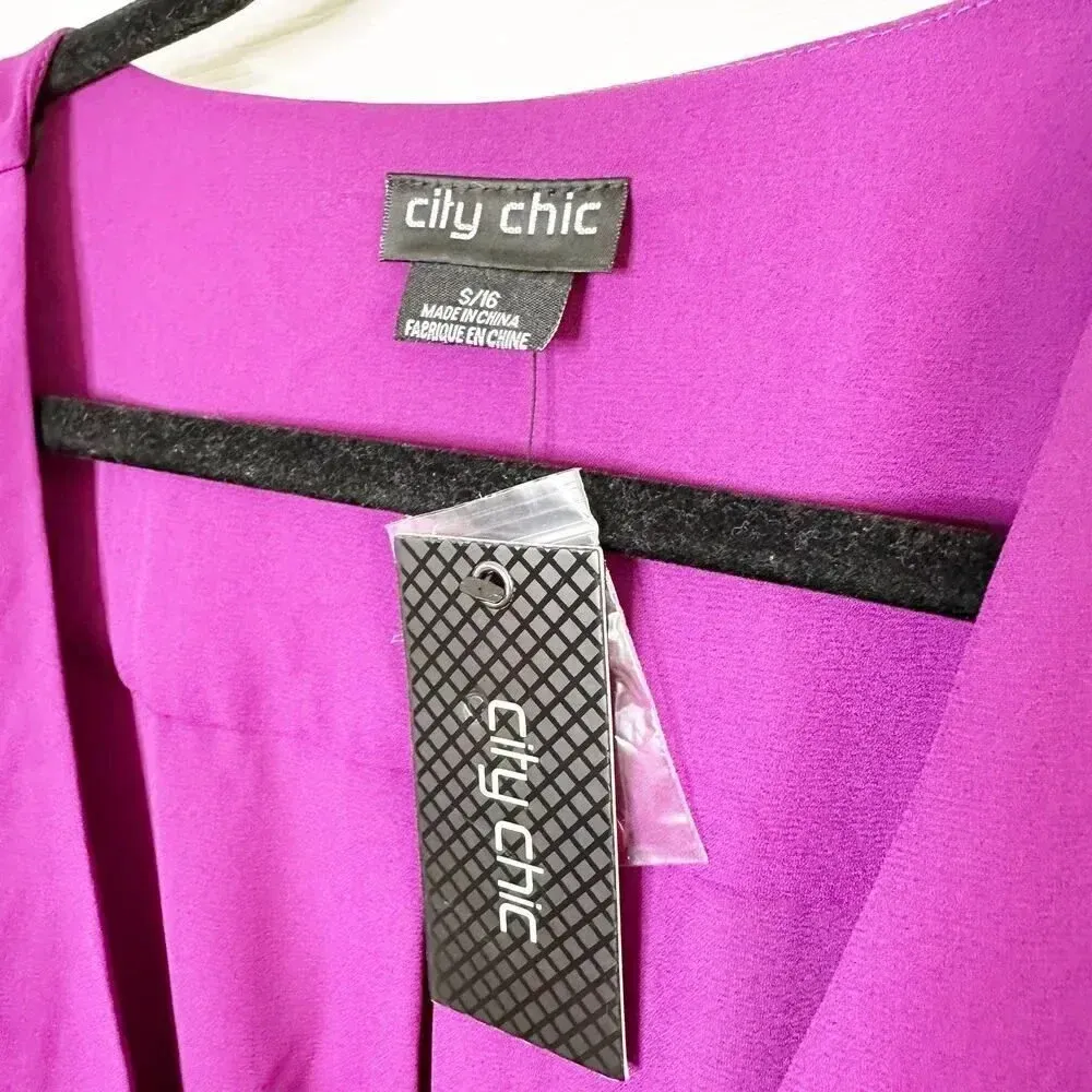CITY CHIC‎ Size Small/ US 16 Shibara Vibes Magenta Purple Wrap Top - Image 2