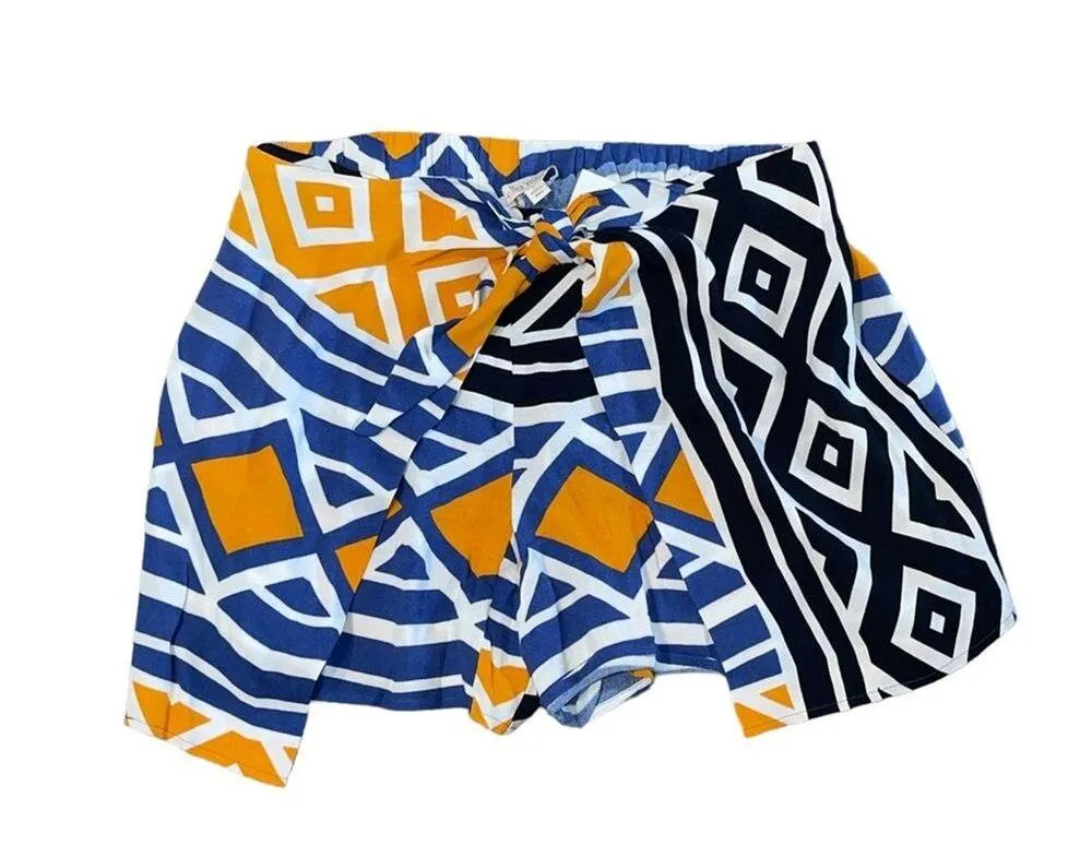 NWT! Ella Moss Sarong Printed Luanda Front Tie Shorts Skort - Size Large - Image 8