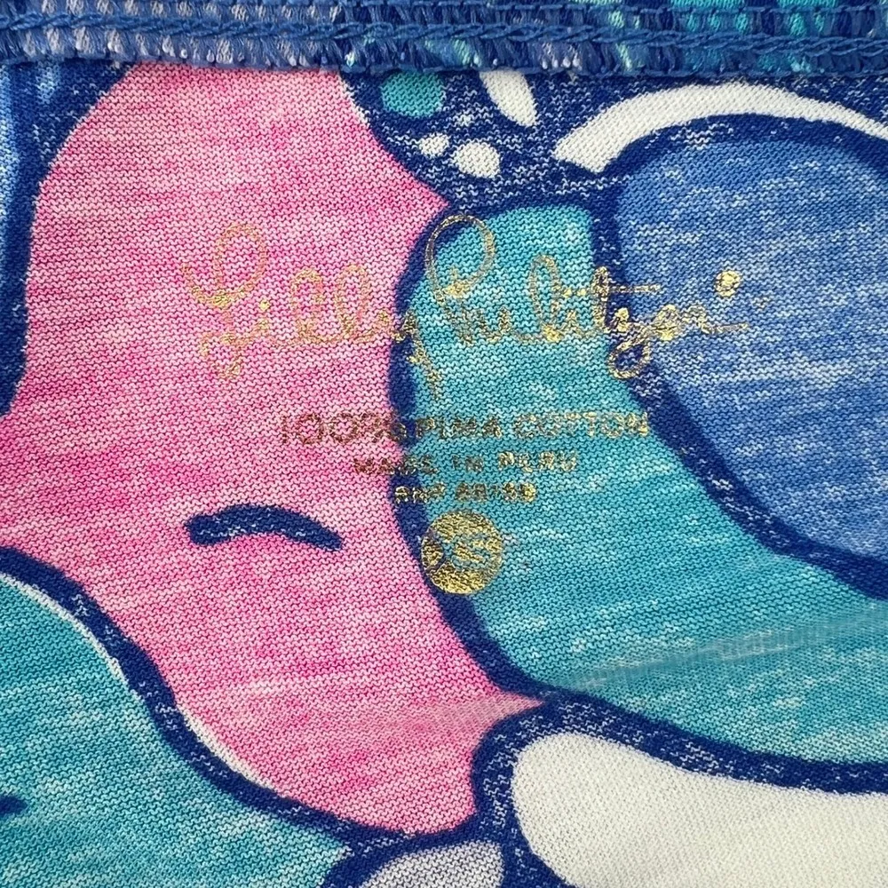 Lilly Pulitzer Women XS Alida Boatneck 3/4 Sleeve Top Multi Sea Jewels Blue Pink - Image 4