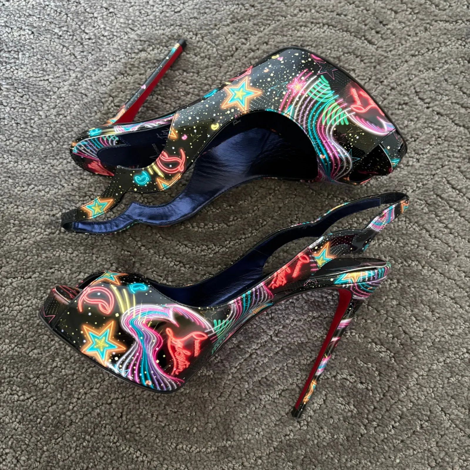 Christian Louboutin Hot Chic Sling Alta 120 Starlight Multicolor Pumps Size 36.5 - Image 11